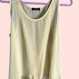 Yellow sheer mesh tank top